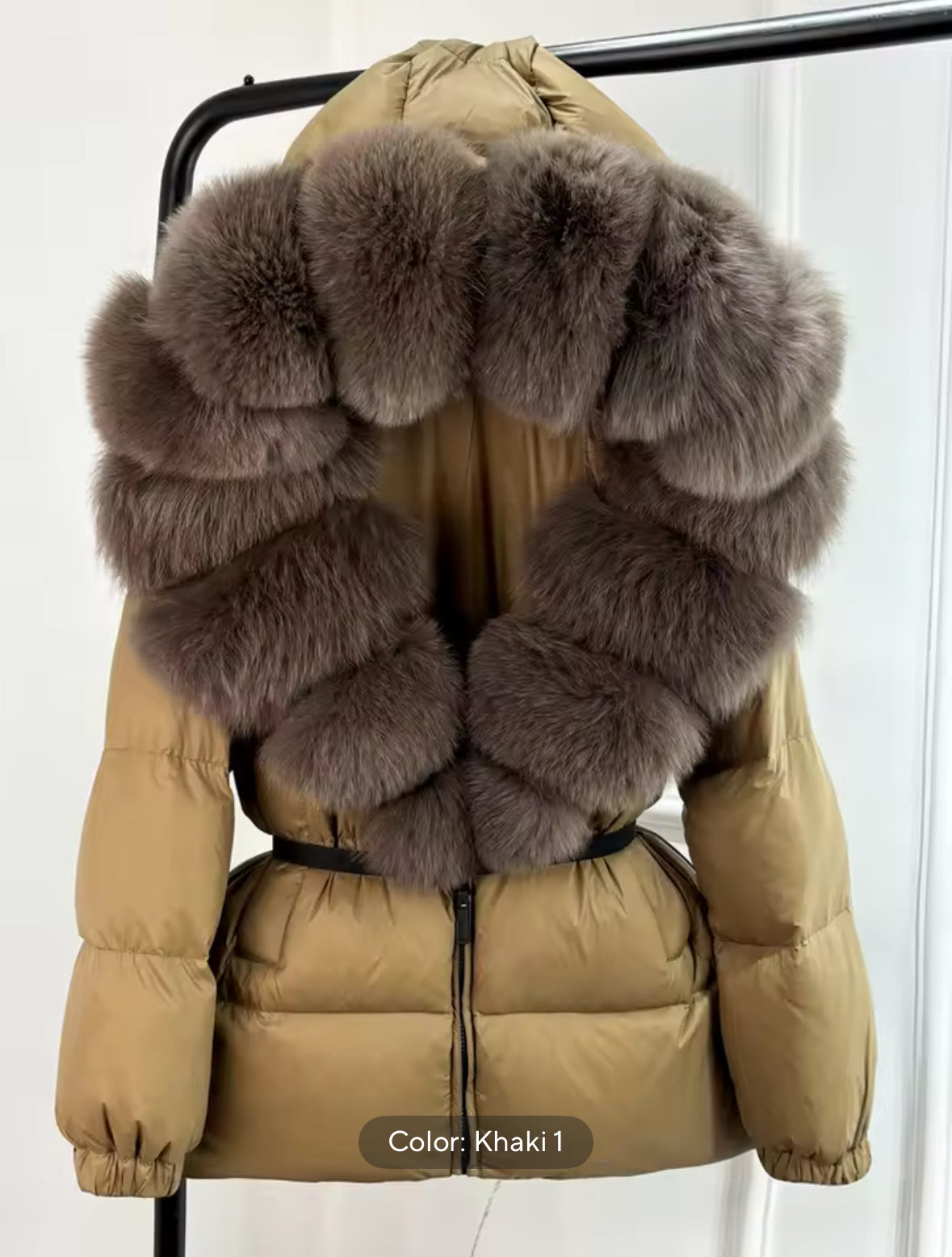 ‘velour’ fox fur puffer coat