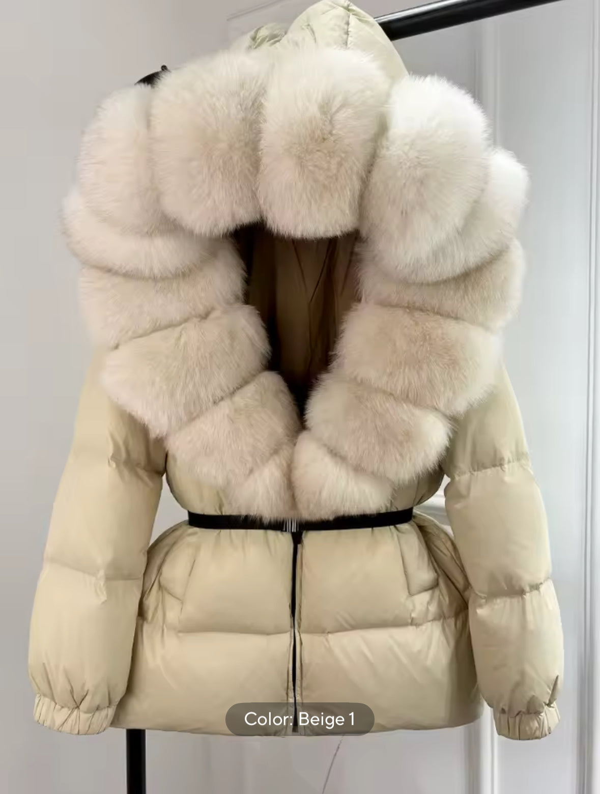 ‘velour’ fox fur puffer coat