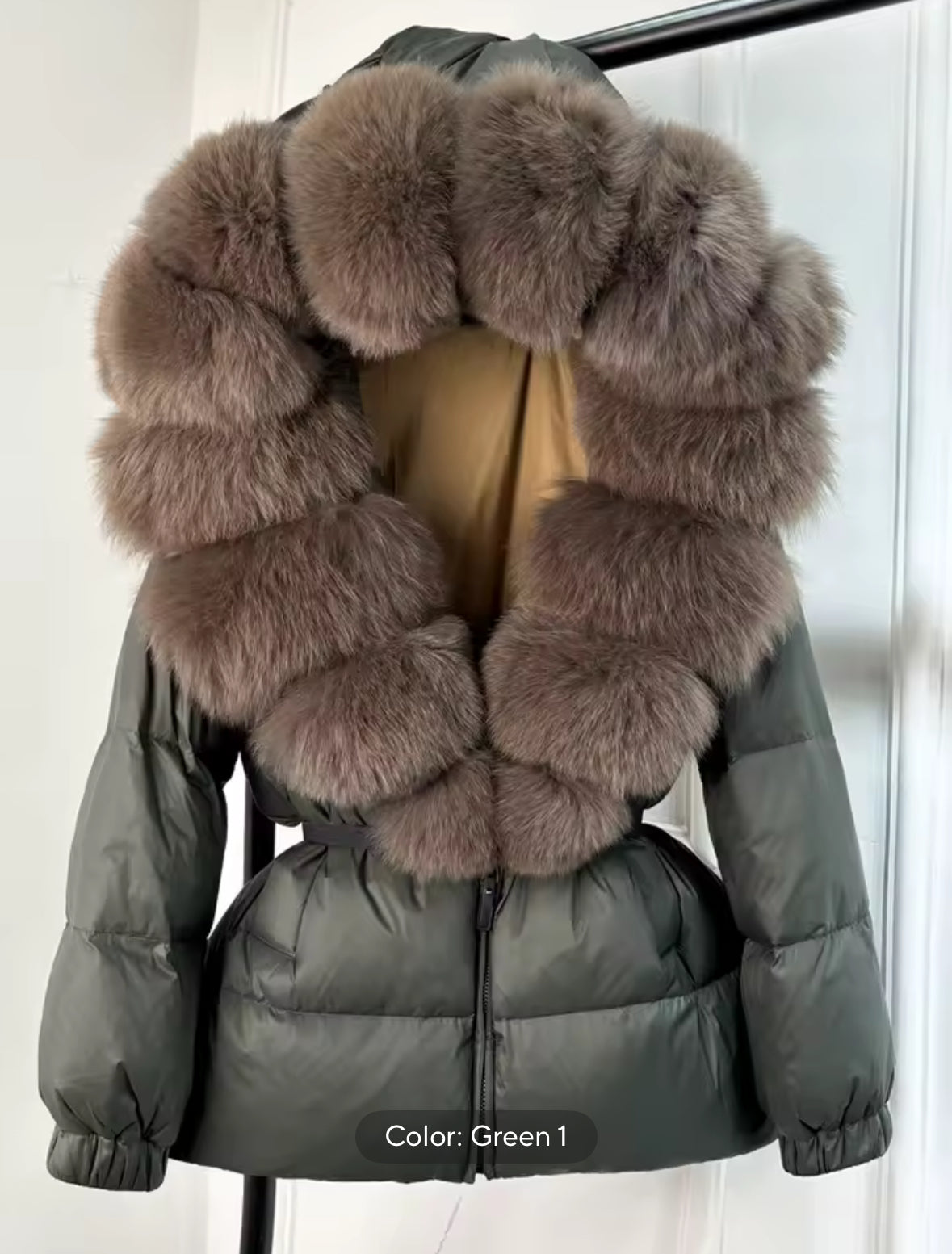 ‘velour’ fox fur puffer coat
